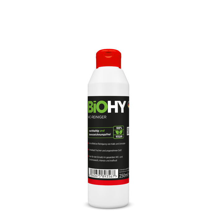 BiOHY WC-Reiniger, 250-ml-Flasche, veganes Reinigungsgel gegen Urinstein und Kalk