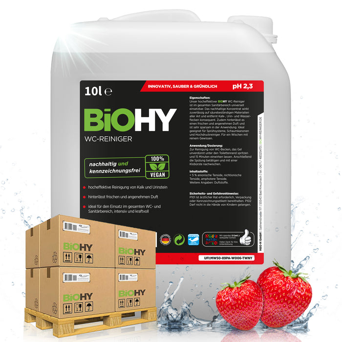 BiOHY WC-Reiniger – 500er Palette mit 50 x 10 Liter Kanistern