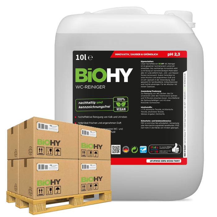 BiOHY WC-Reiniger 500er Palette – Übersichtsaufnahme für Großhandel